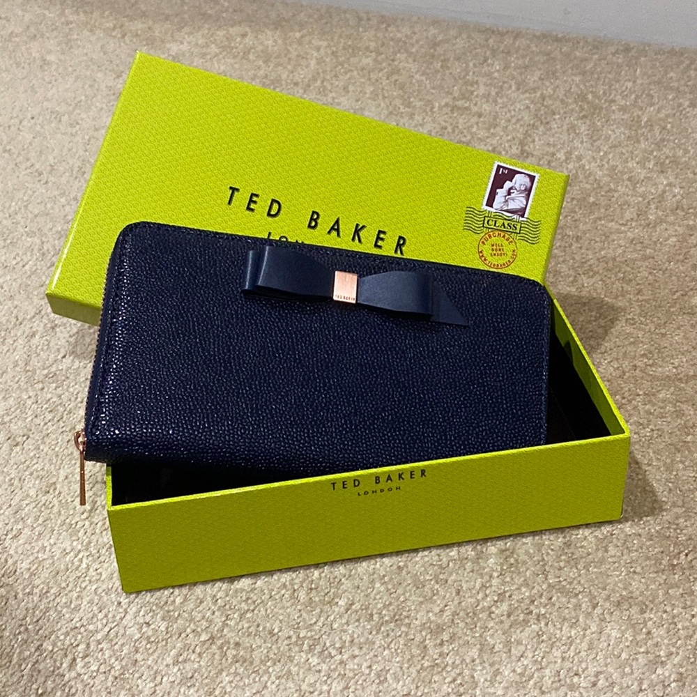 Ted Baker Navy Aine Zip around wallet new with box